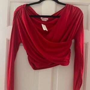 Lovers + Friends Red Long Sleeved Crop Top
